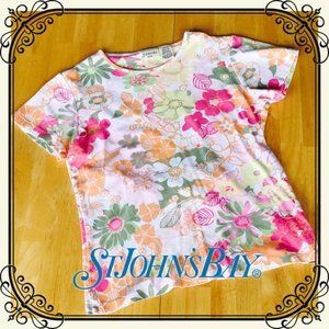 Petite! Ladies short sleeve floral shirt
